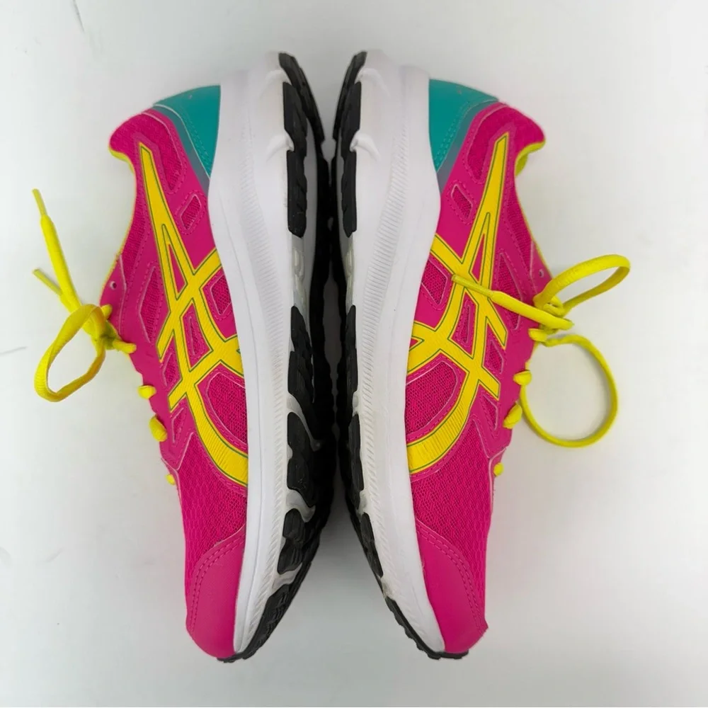 Asics Jolt 3 GS size 7 Girls Pink Yellow Lace Up Athletic Running Shoes